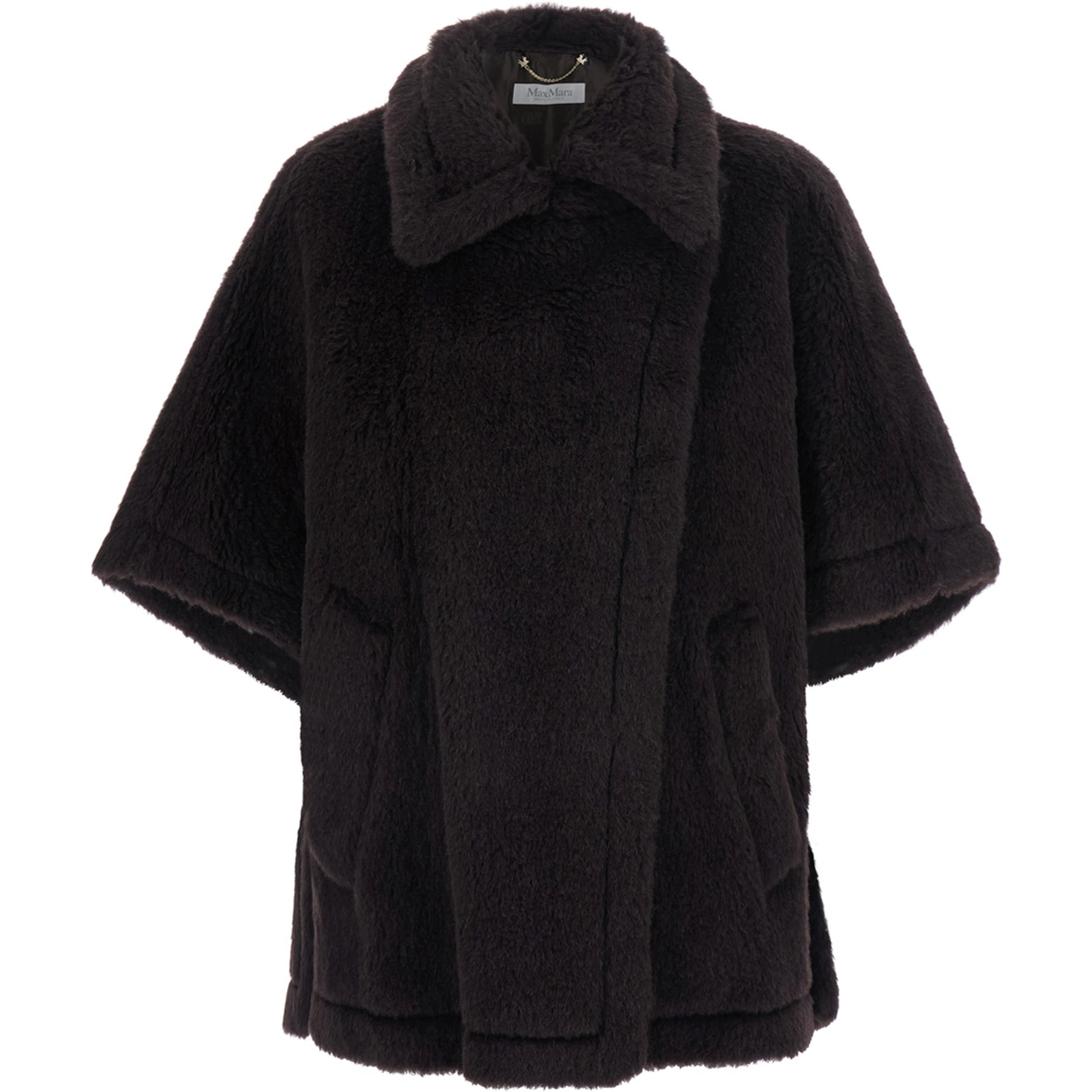 Cloak TEBE1 with high collar and long sleeves in Tech Fabric brown women
