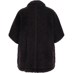 Cloak TEBE1 with high collar and long sleeves in Tech Fabric brown women