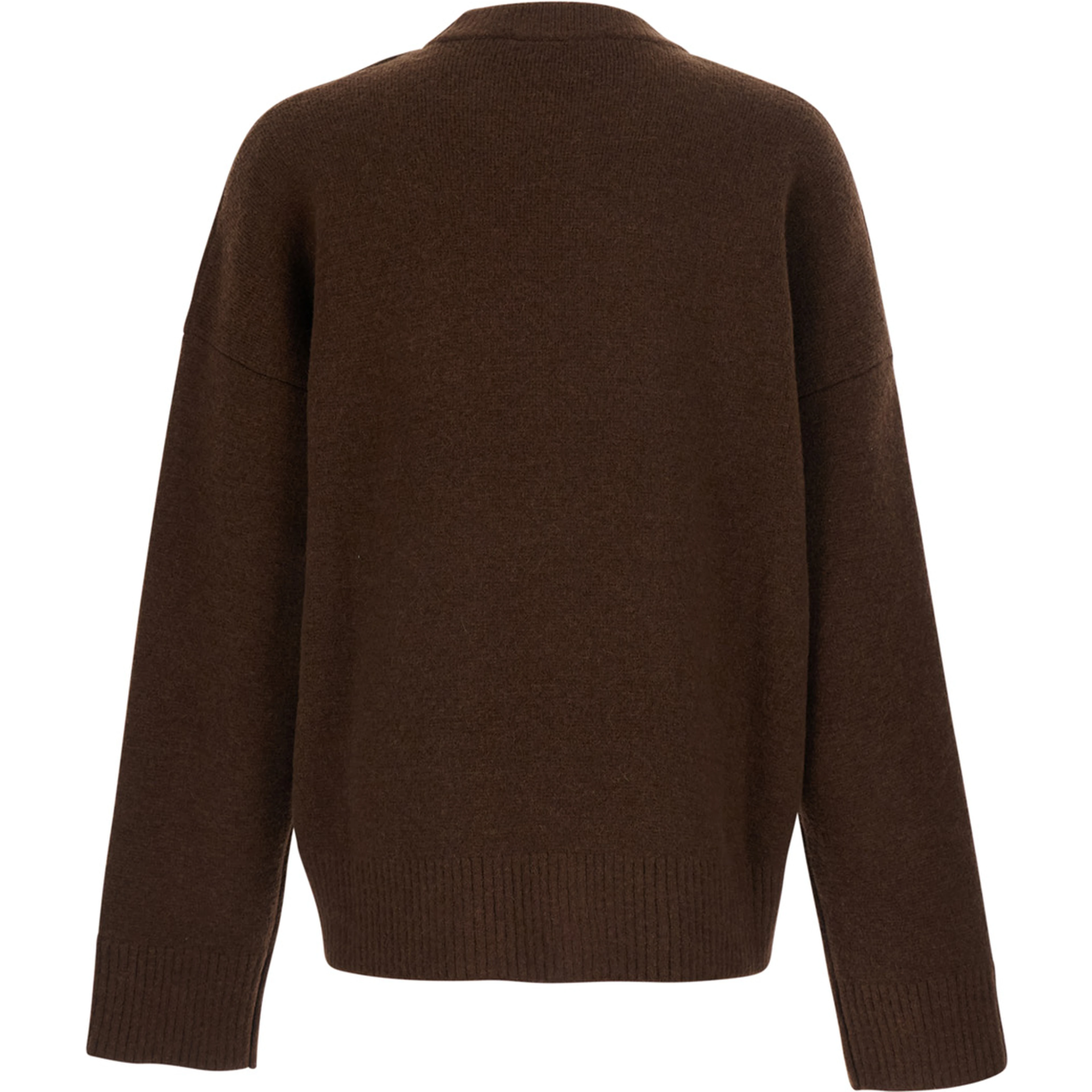 Crewneck Sweater with AMI de Coeur Logo in Brown for Men