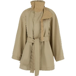 LIGHT COTTON SHORT TRENCH COAT INTRECCIO COLLAR