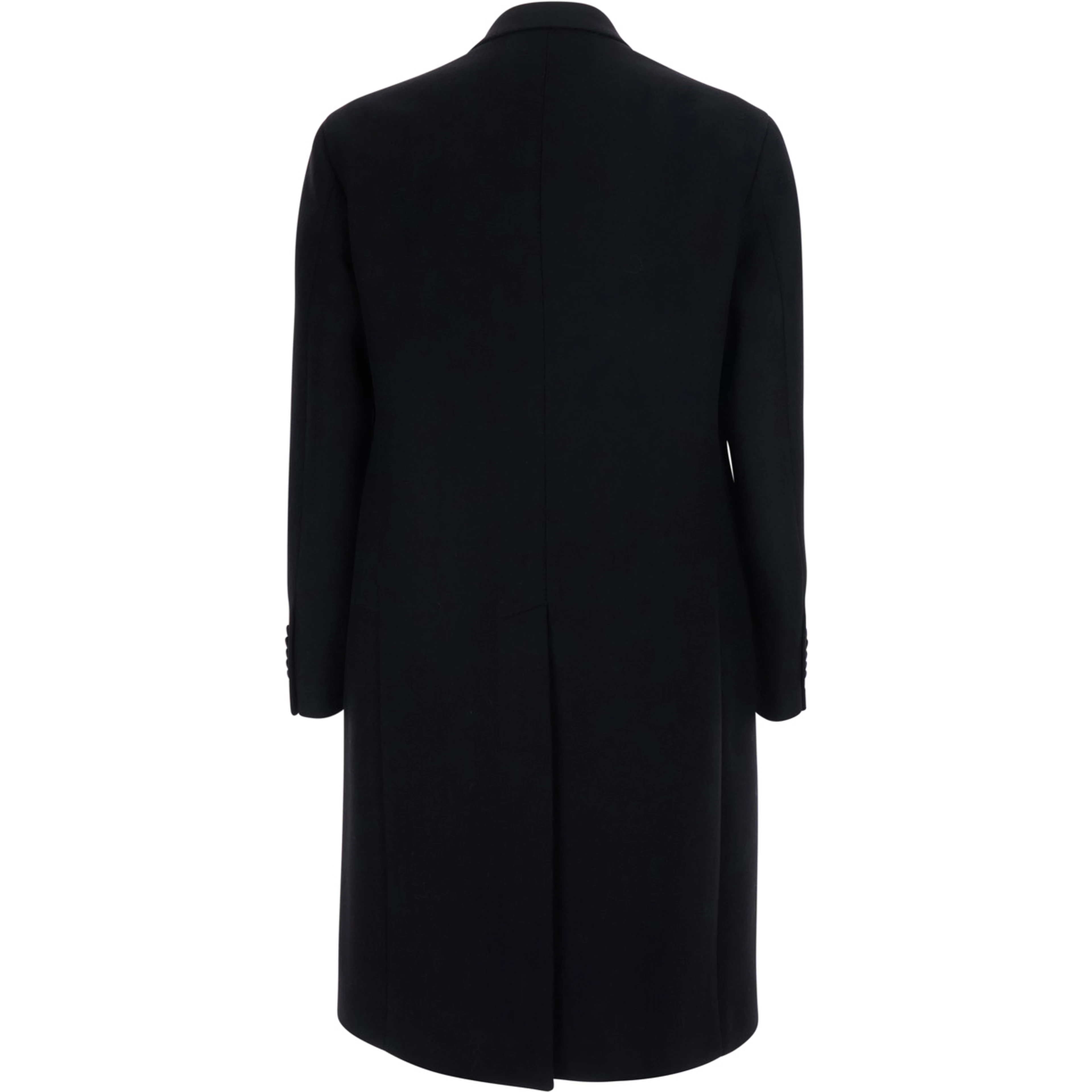 Black Coat with Notched Revers and Double-breasted Closure in Wool for Men