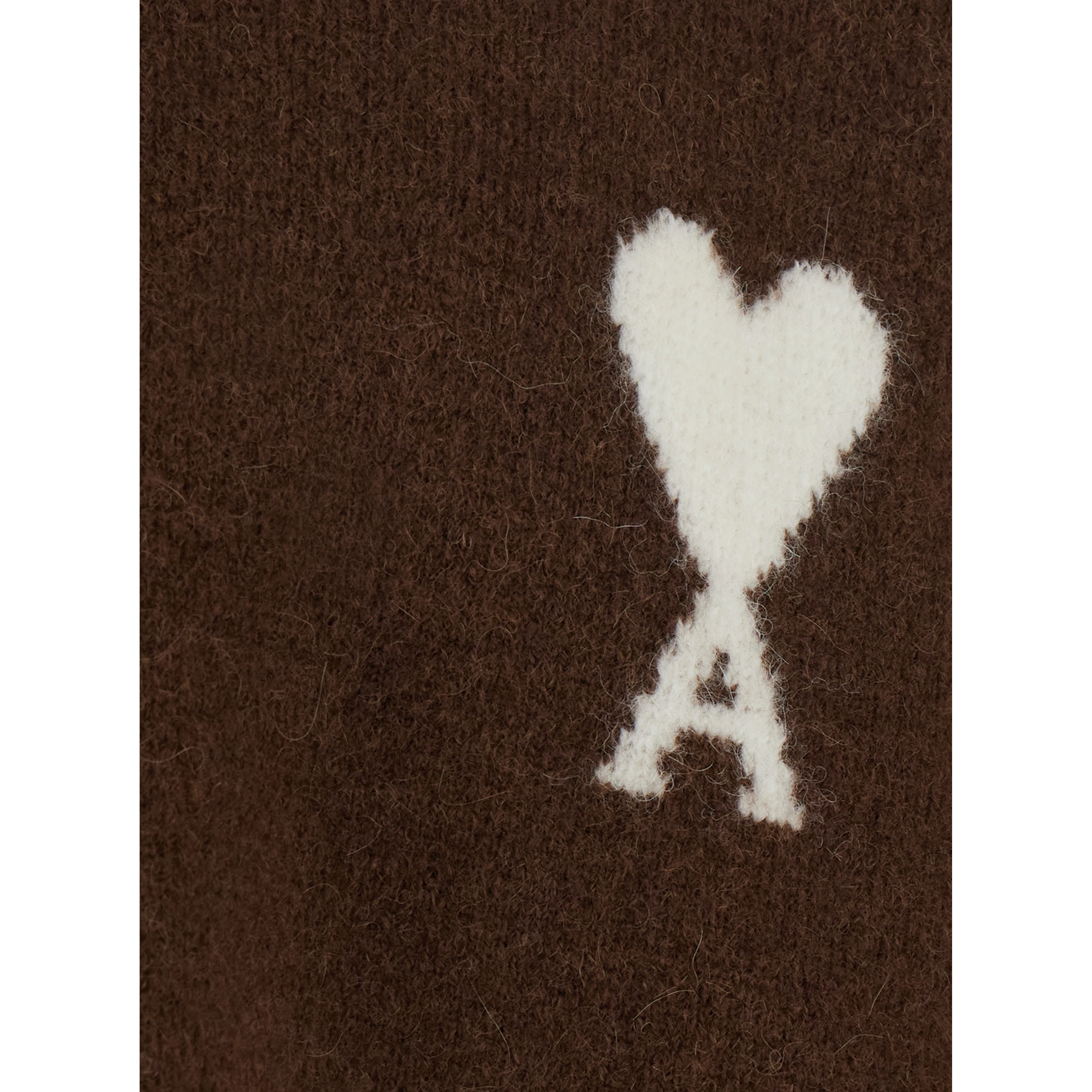 Crewneck Sweater with AMI de Coeur Logo in Brown for Men