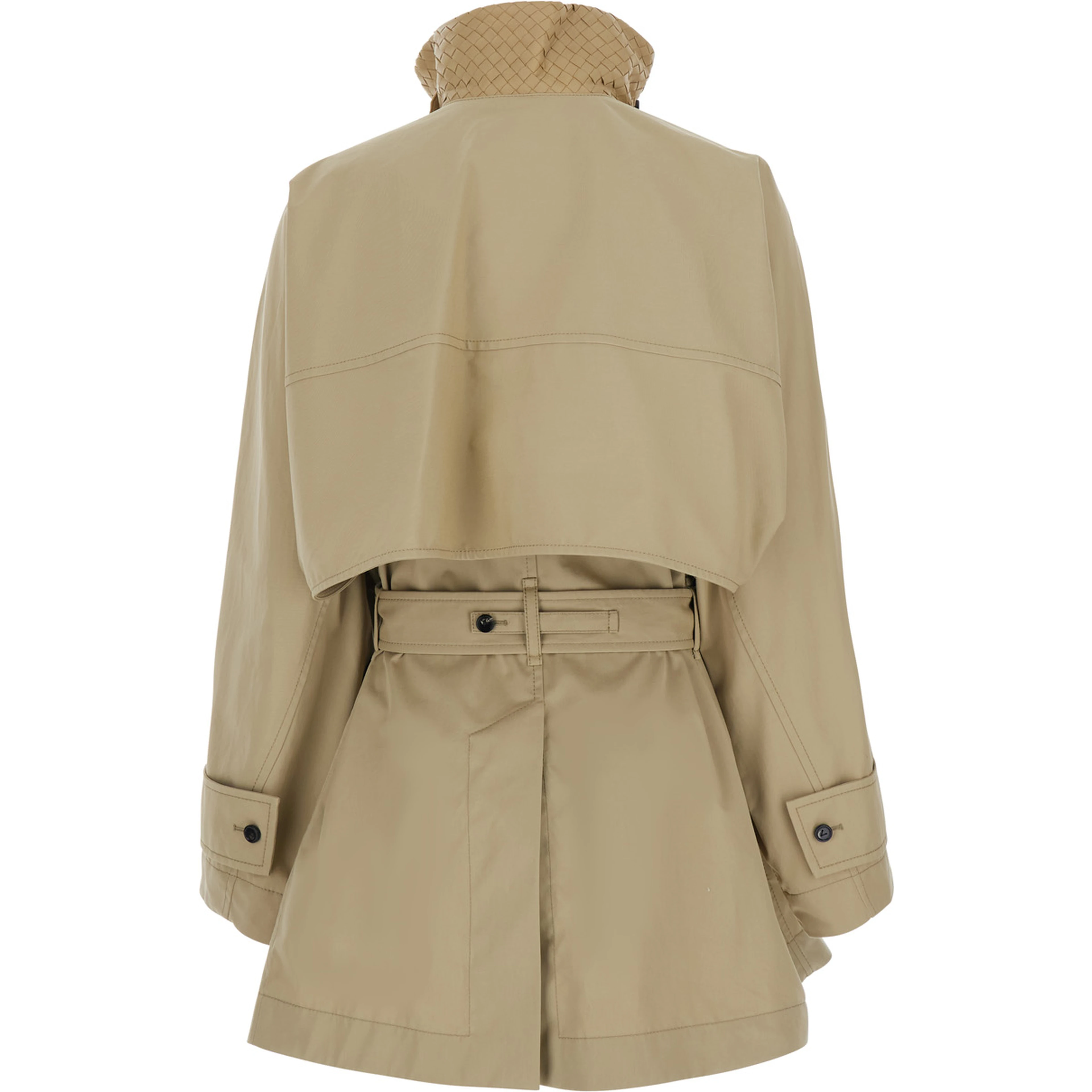 LIGHT COTTON SHORT TRENCH COAT INTRECCIO COLLAR