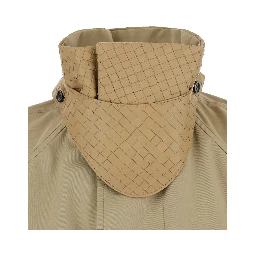 LIGHT COTTON SHORT TRENCH COAT INTRECCIO COLLAR