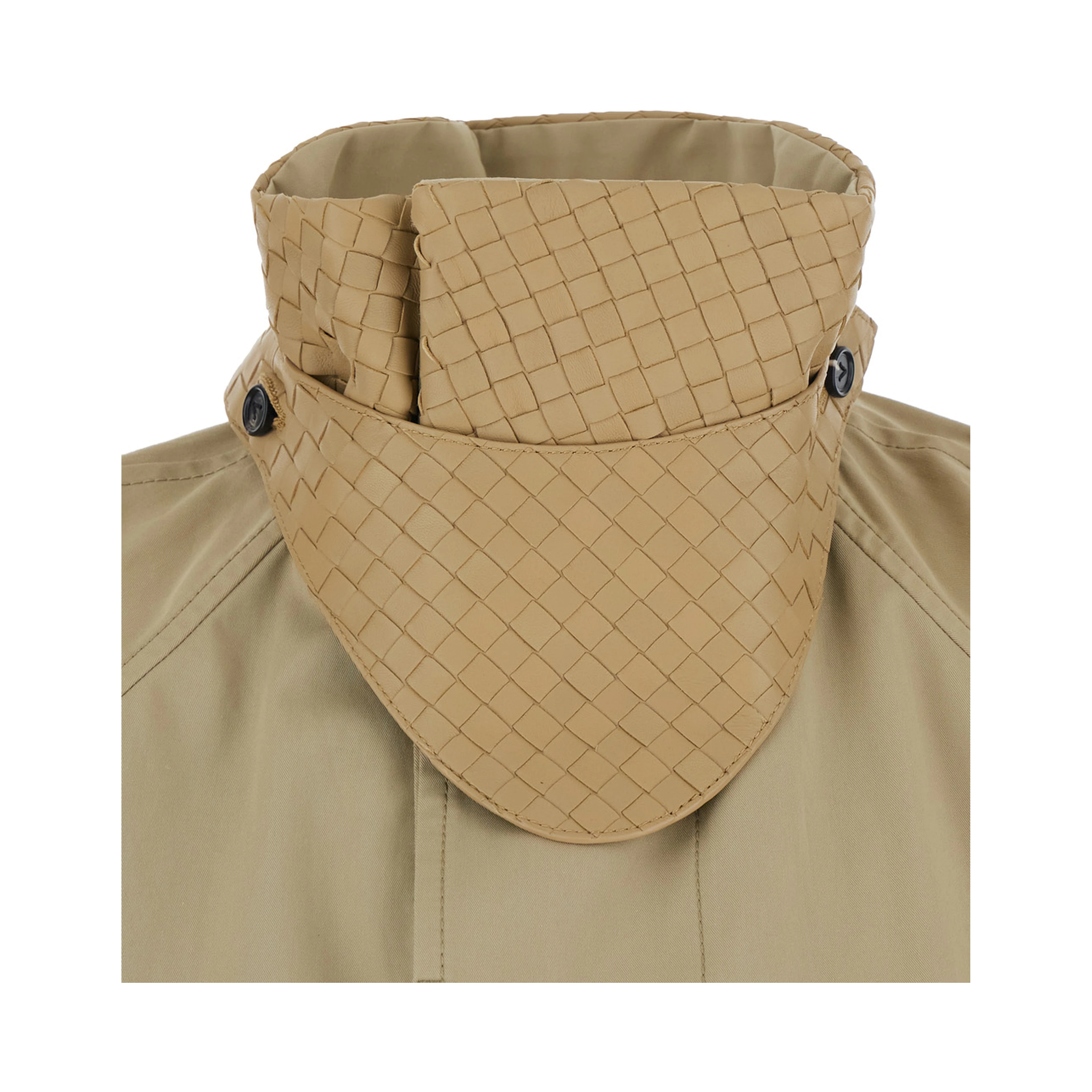 LIGHT COTTON SHORT TRENCH COAT INTRECCIO COLLAR