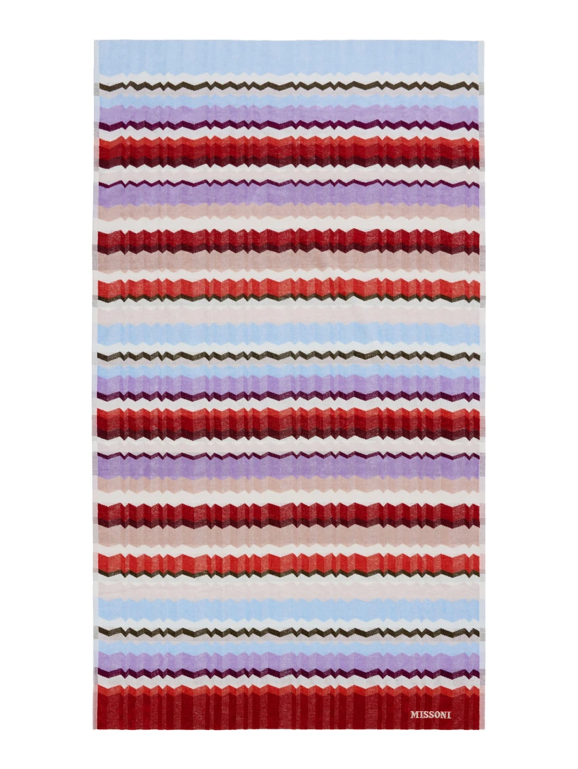 MISSONI HOME EVA beach towel with multicolored fabric embroidery for men and women