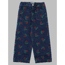 stamp bloom all over denim pants