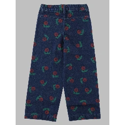 stamp bloom all over denim pants