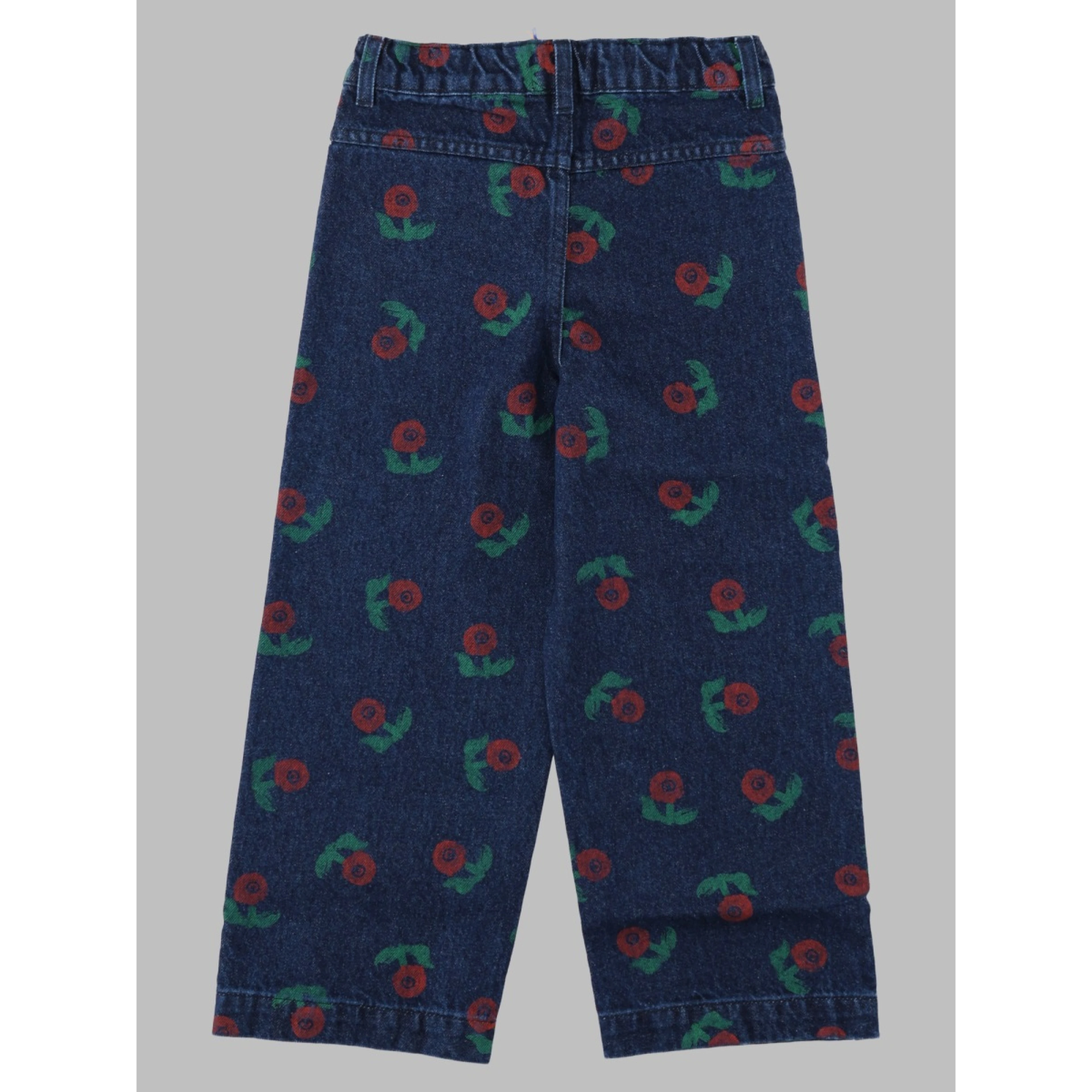 stamp bloom all over denim pants
