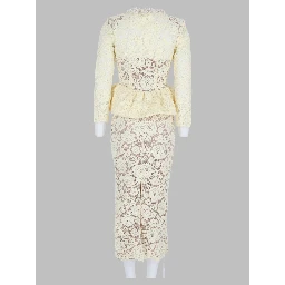 Abito Midi In Pizzo Con Peplo