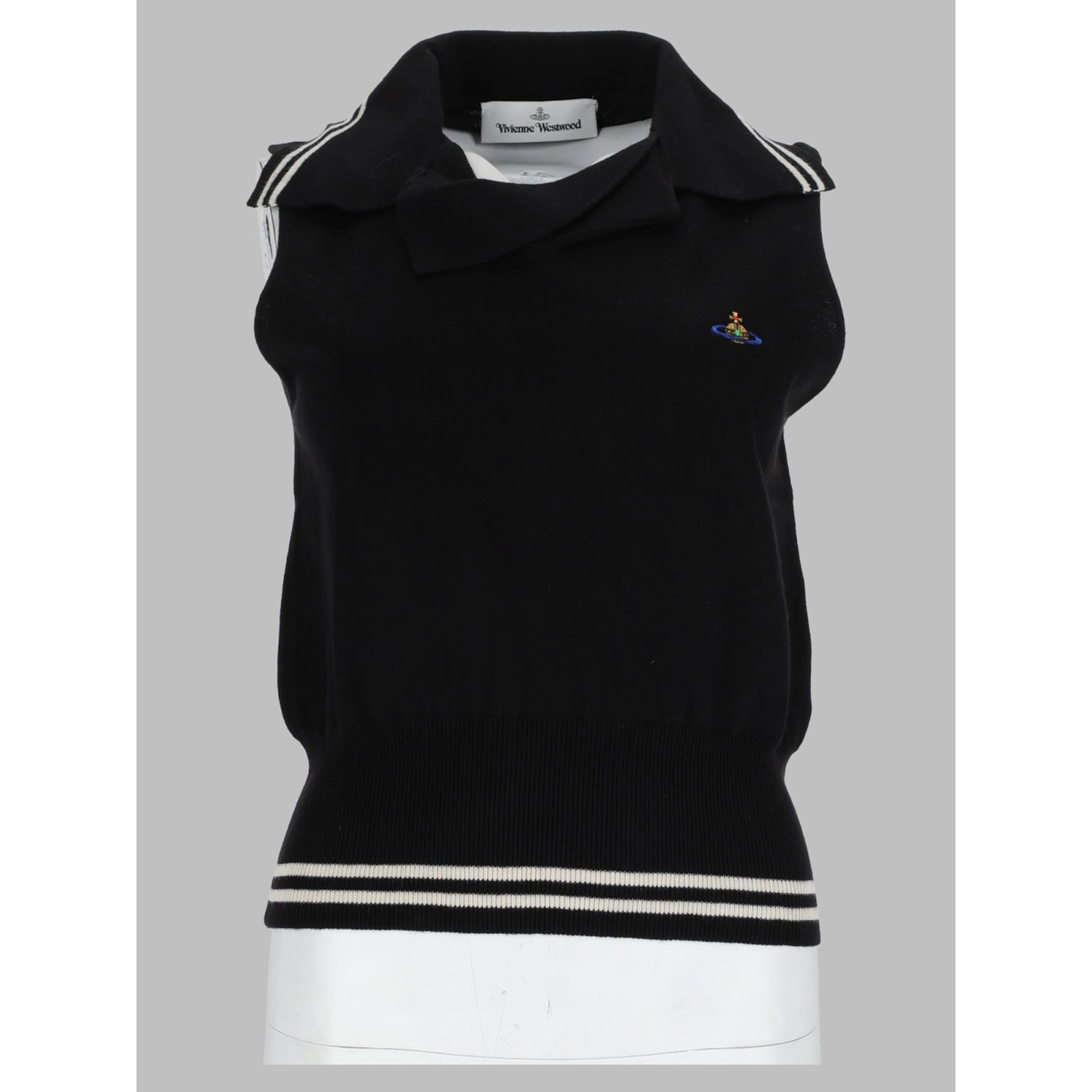 Top Smanicato In Maglia Di Cotone e Cashmere