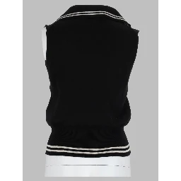 Top Smanicato In Maglia Di Cotone e Cashmere