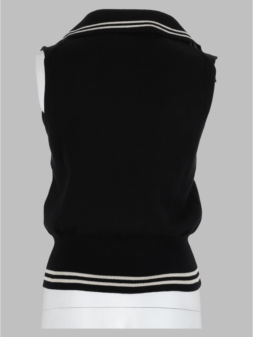 Top Smanicato In Maglia Di Cotone e Cashmere