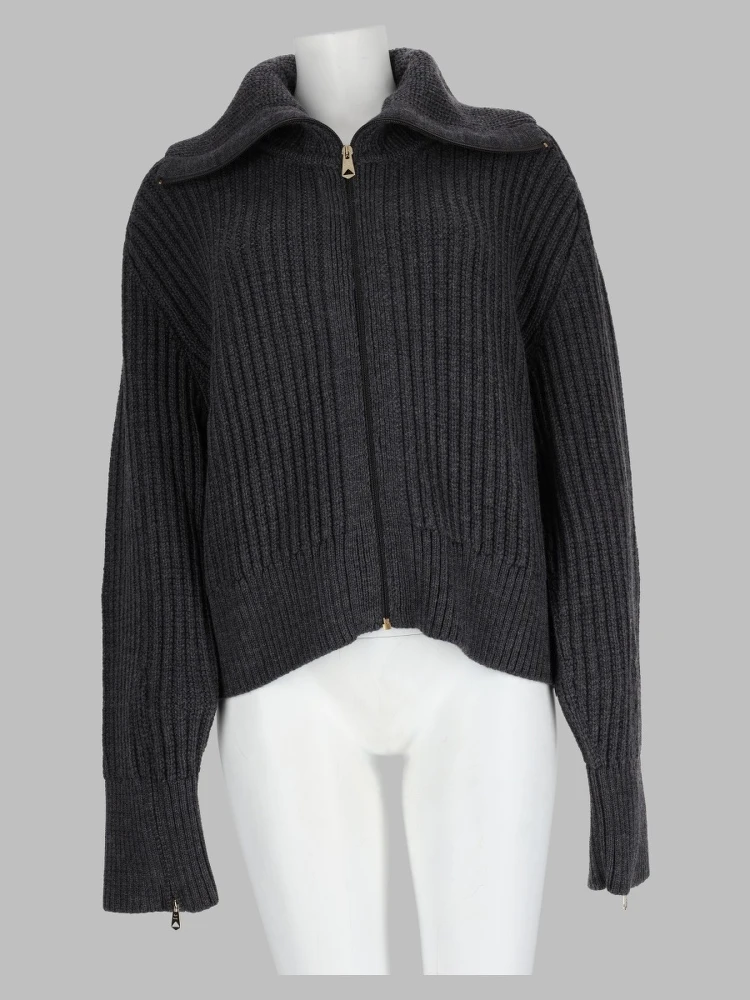 Cardigan In Lana Con Zip