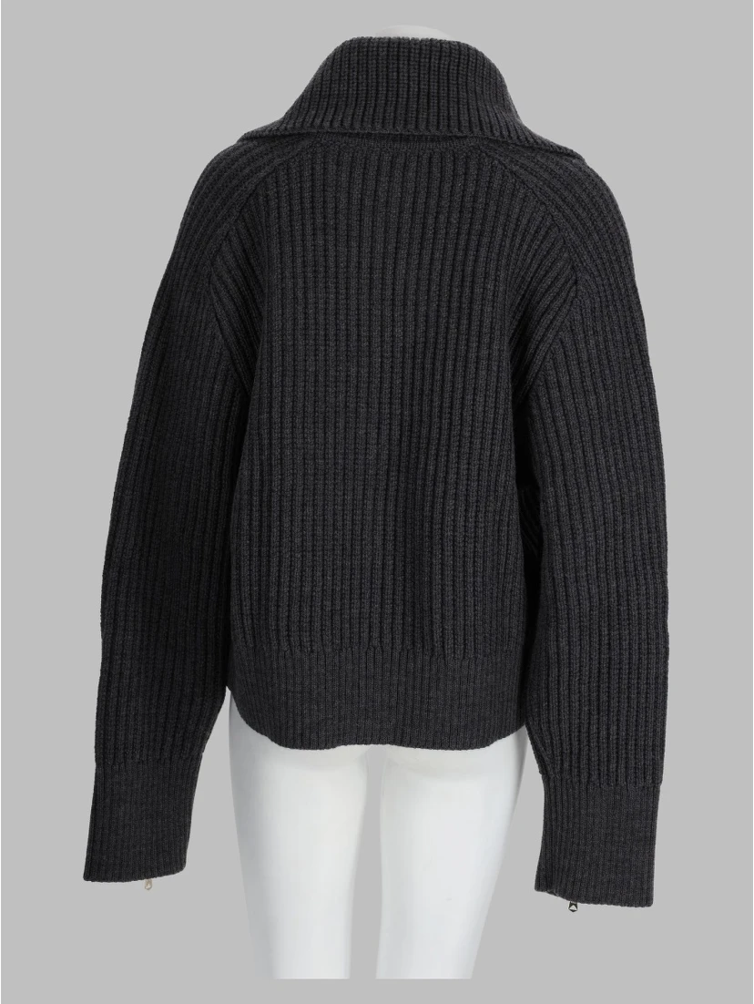 Cardigan In Lana Con Zip