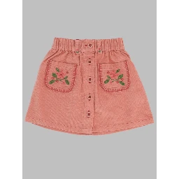 jupe poches fleurs brodees