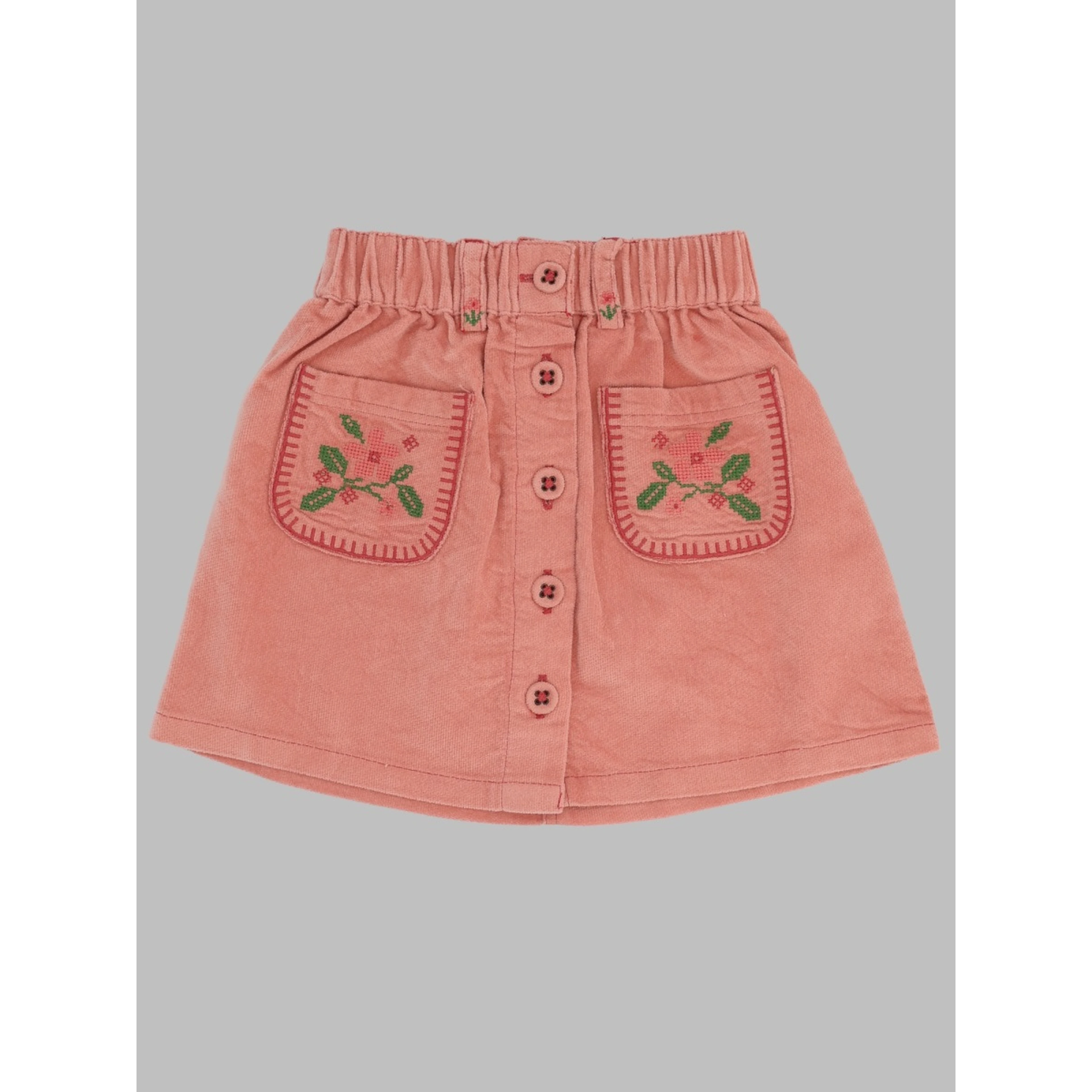 jupe poches fleurs brodees
