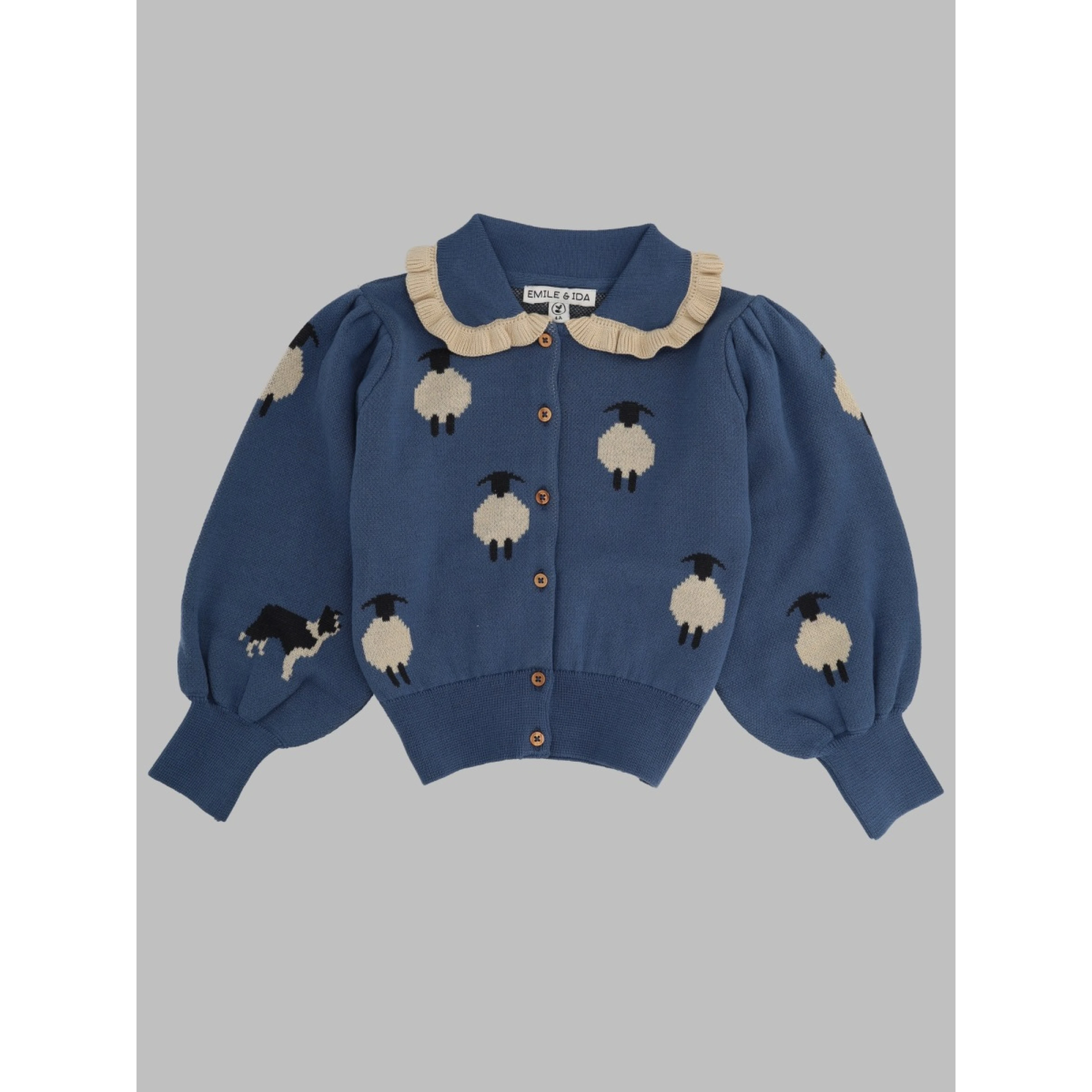 cardigan col volant jacquard