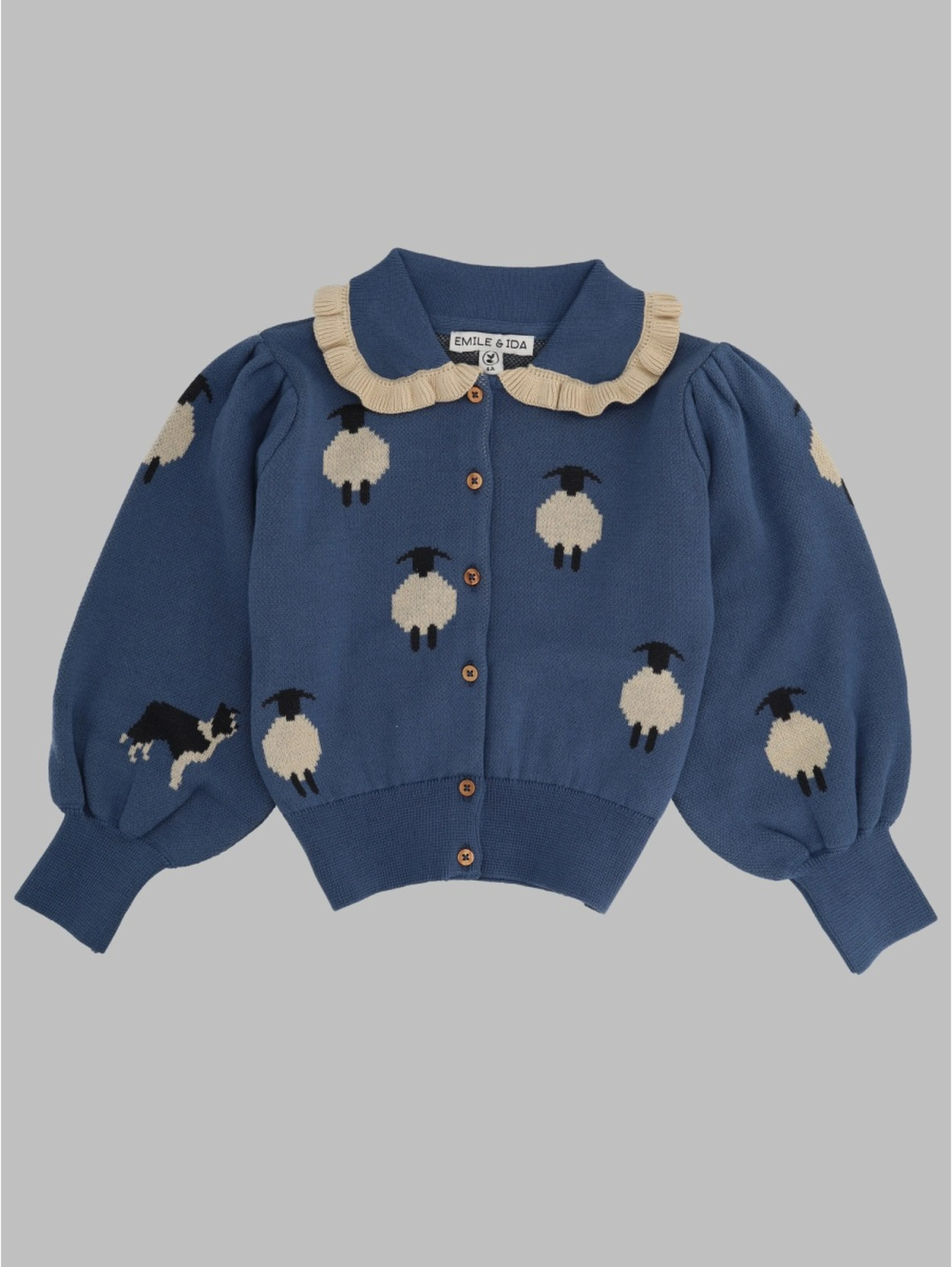 cardigan col volant jacquard