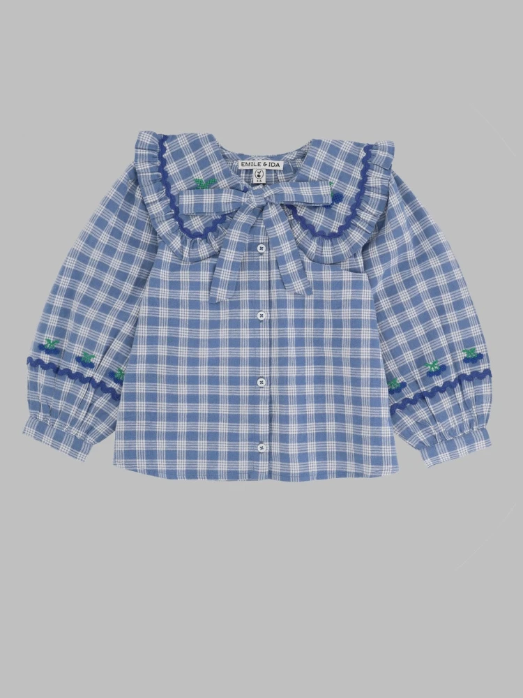 blouse grand col carreau