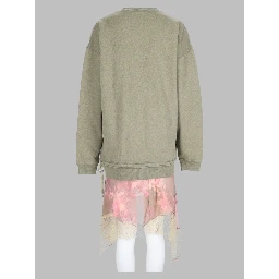 Abito in Felpa con Gonna in Chiffon e Pizzo