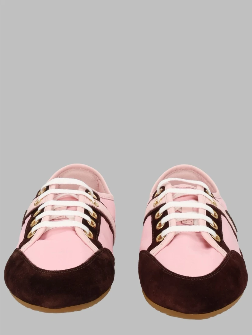 Sneaker Slim Con Dettagli In Suede