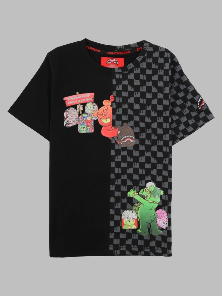 throw it to me drip checkered
split regular t-shirt
