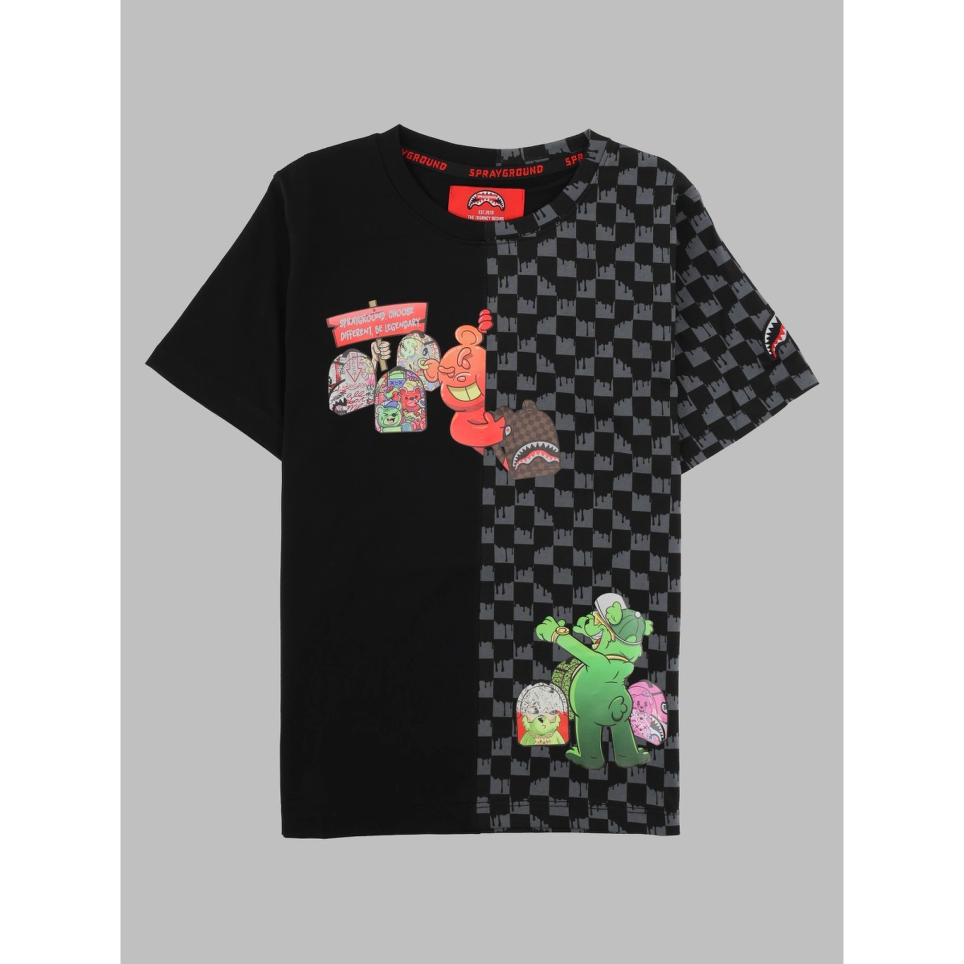 throw it to me drip checkered
split regular t-shirt