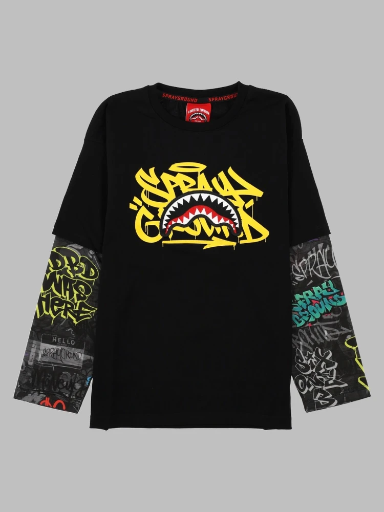 sprayground tag double
over t-shirt blk
