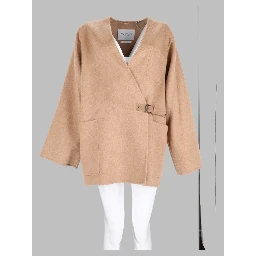 Cappotto Cardigan In Cammello e Mohair