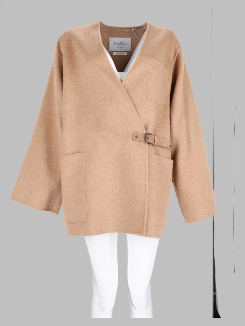 Cappotto Cardigan In Cammello e Mohair