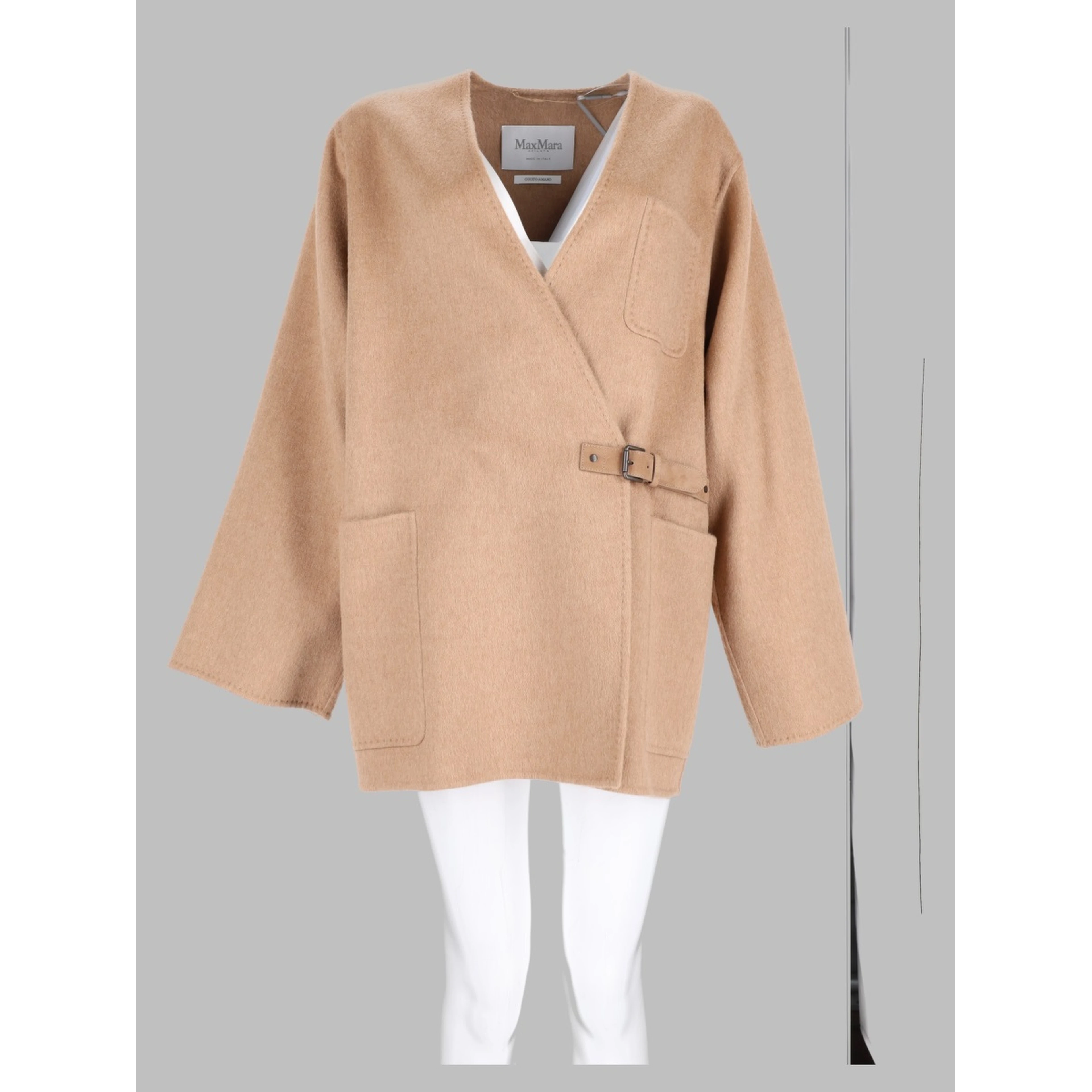 Cappotto Cardigan In Cammello e Mohair
