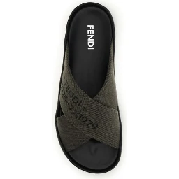 Bicolor Polyester Flat Sandals