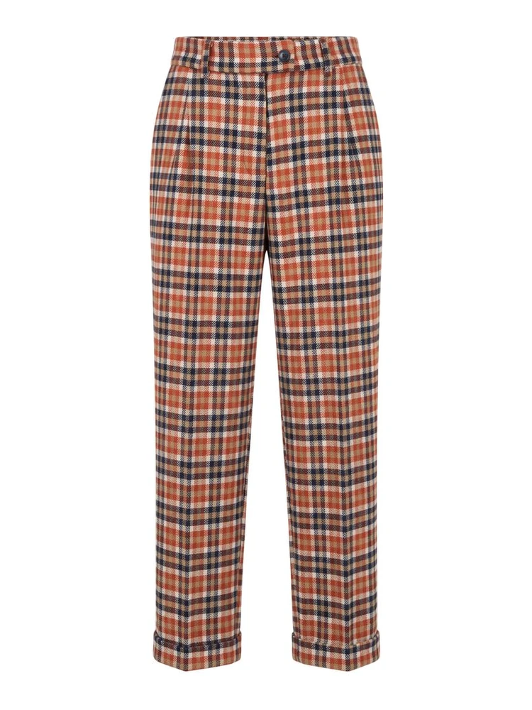 Orange Wool Women Pants