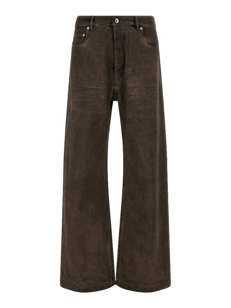 Brown Cotton Relaxed Fit Jeans