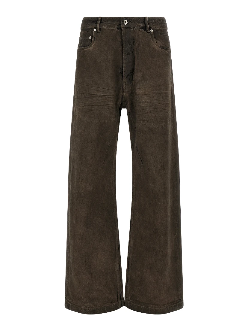 Brown Cotton Relaxed Fit Jeans