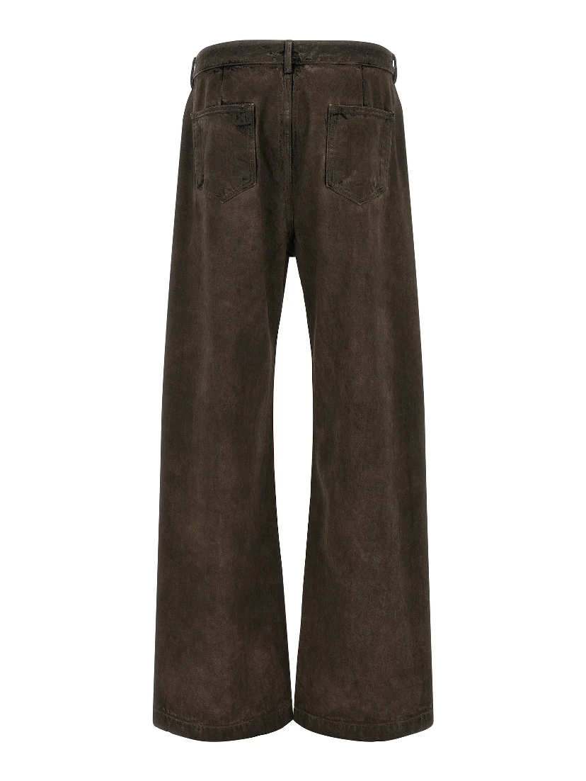 Brown Cotton Relaxed Fit Jeans