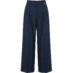 Blue Viscose Women Pants