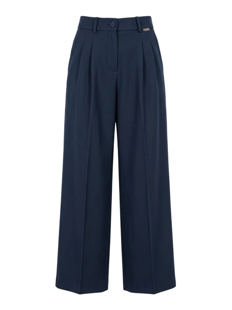 Blue Viscose Women Pants