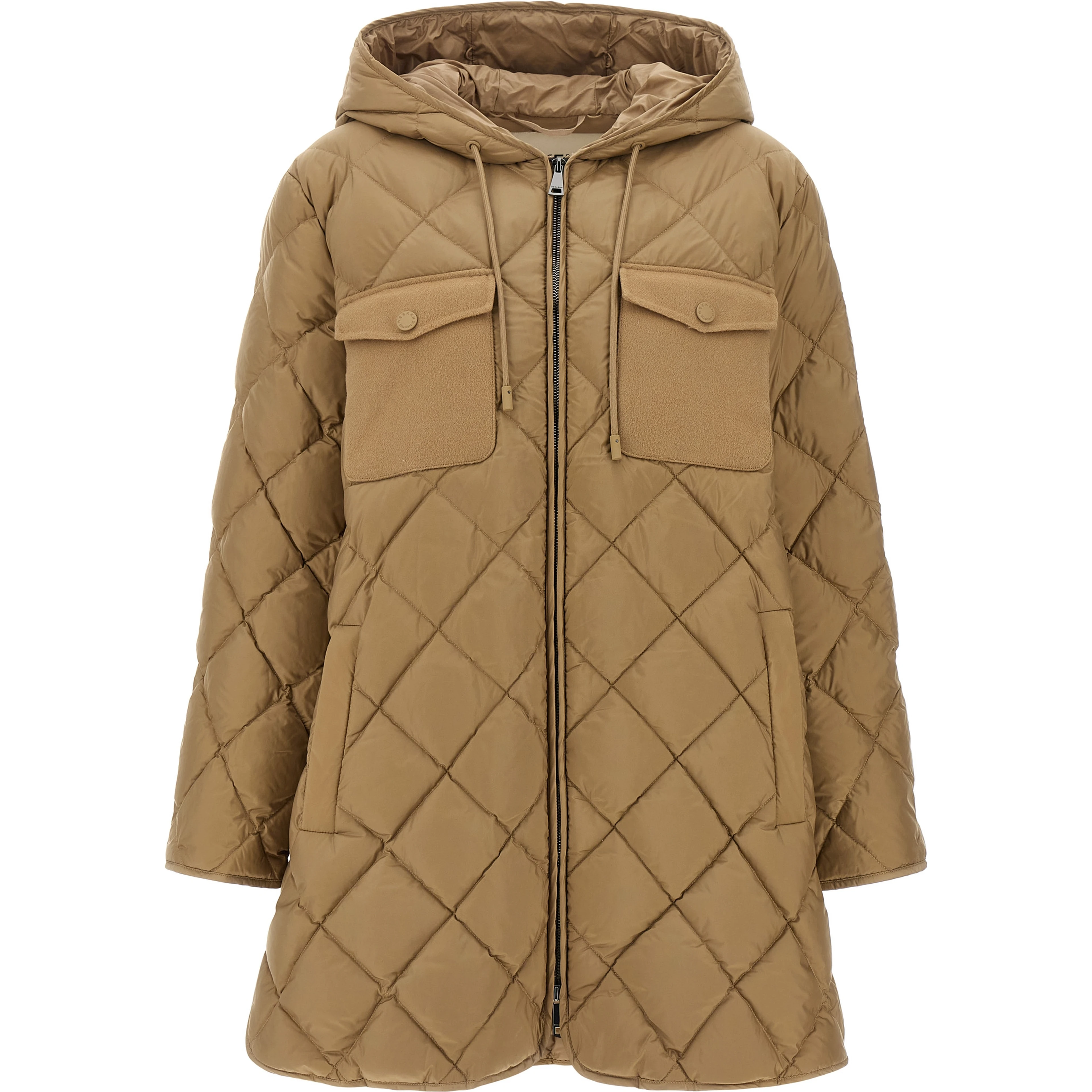 Beige Polyester Full-Length Jacket