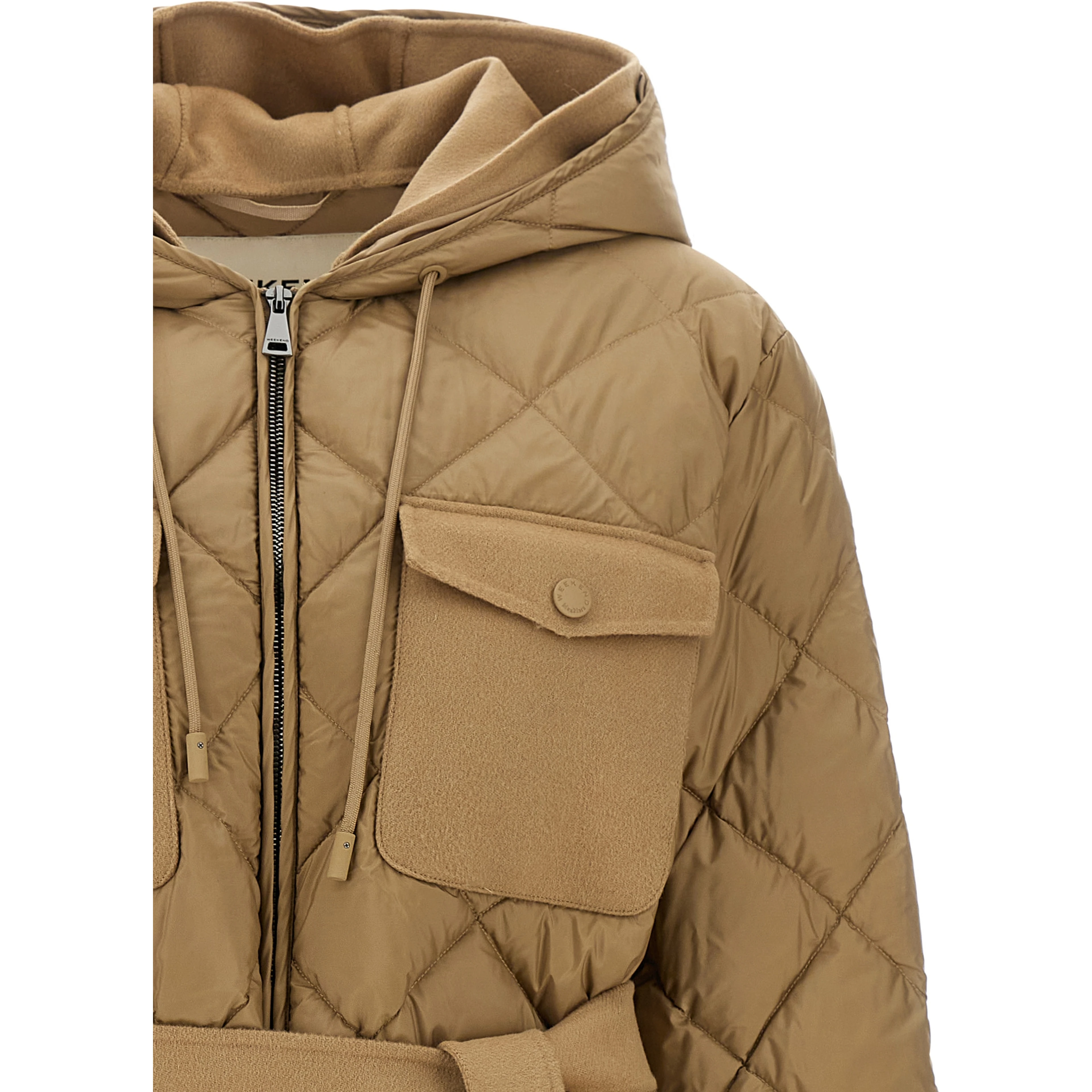 Beige Polyester Full-Length Jacket