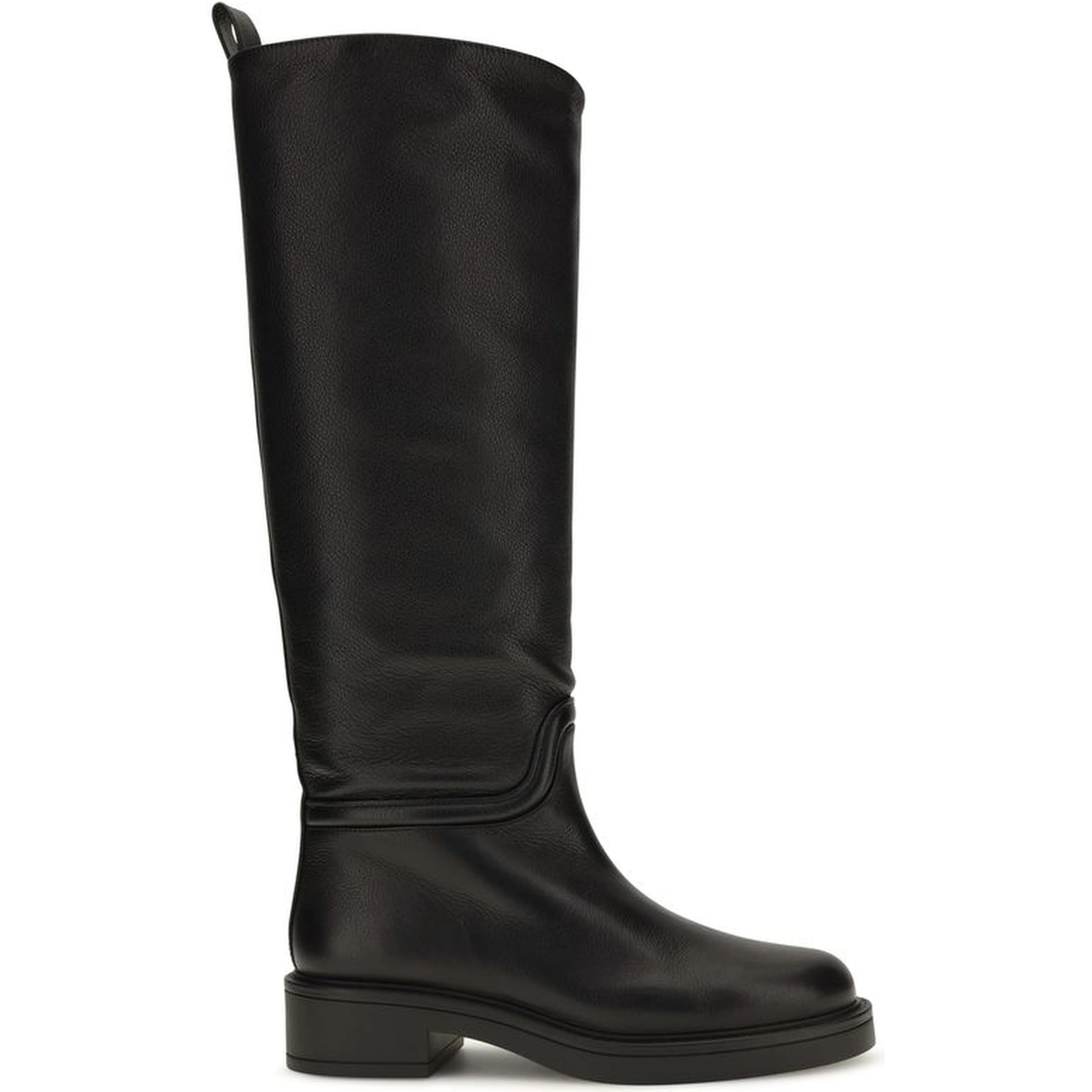 Black Calf Leather Bos Taurus Flat Boots