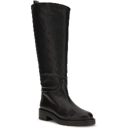 Black Calf Leather Bos Taurus Flat Boots