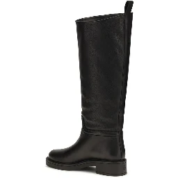 Black Calf Leather Bos Taurus Flat Boots