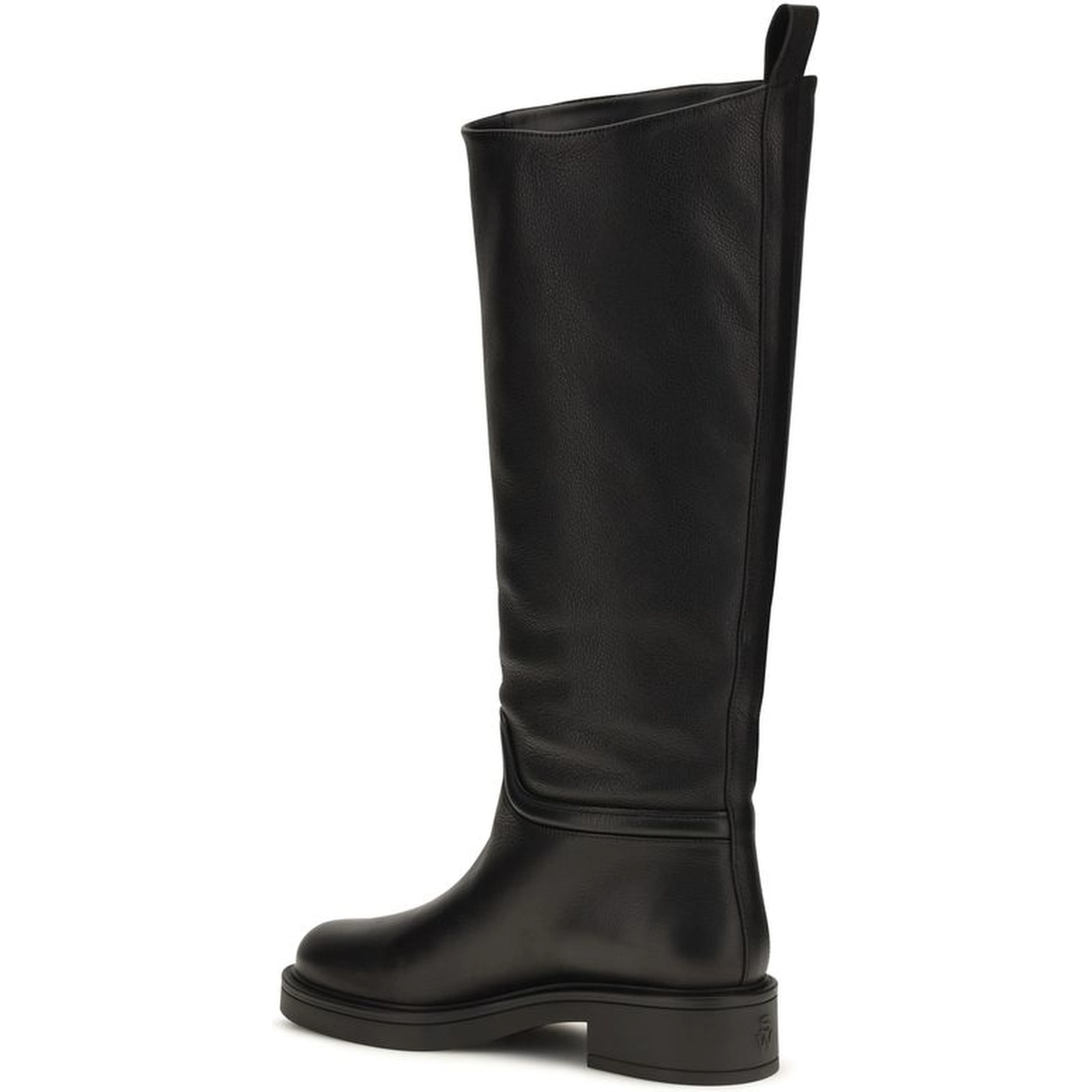 Black Calf Leather Bos Taurus Flat Boots