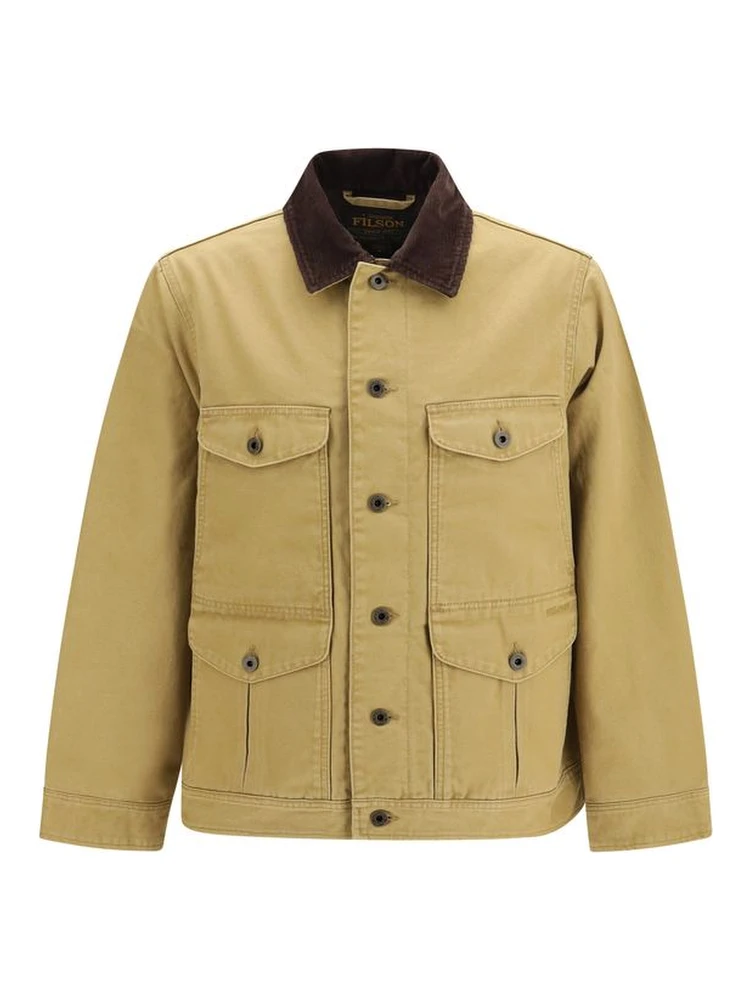 Beige Cotton Full-Length Jacket