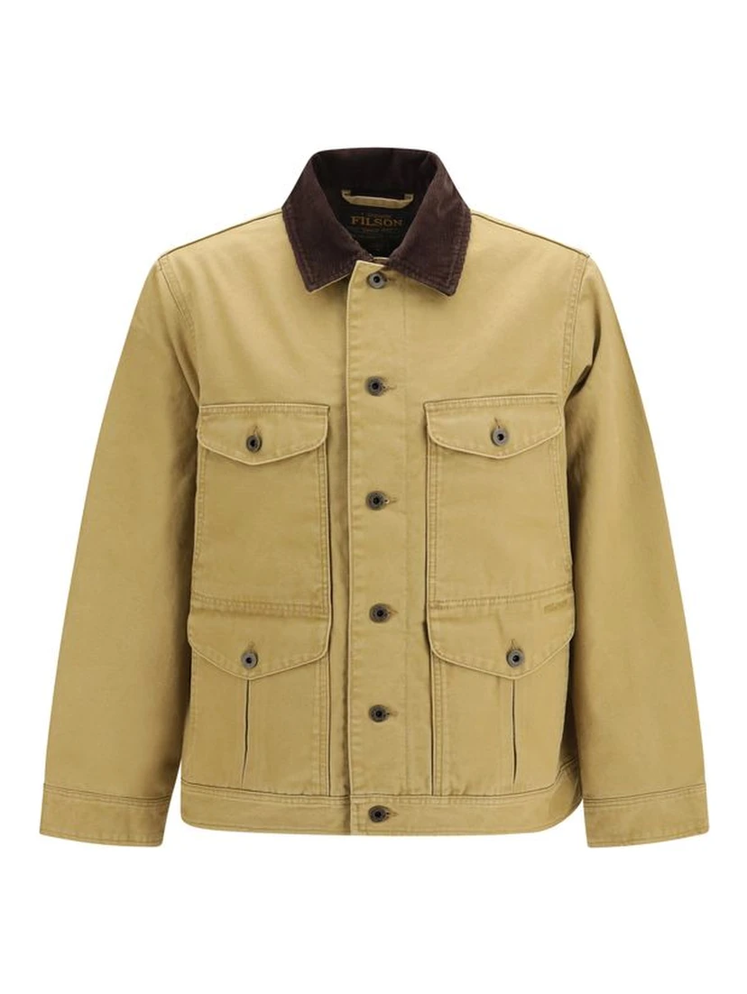 Beige Cotton Full-Length Jacket