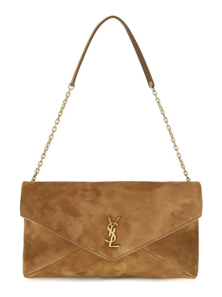 Beige Suede Leather Shoulder Bag
