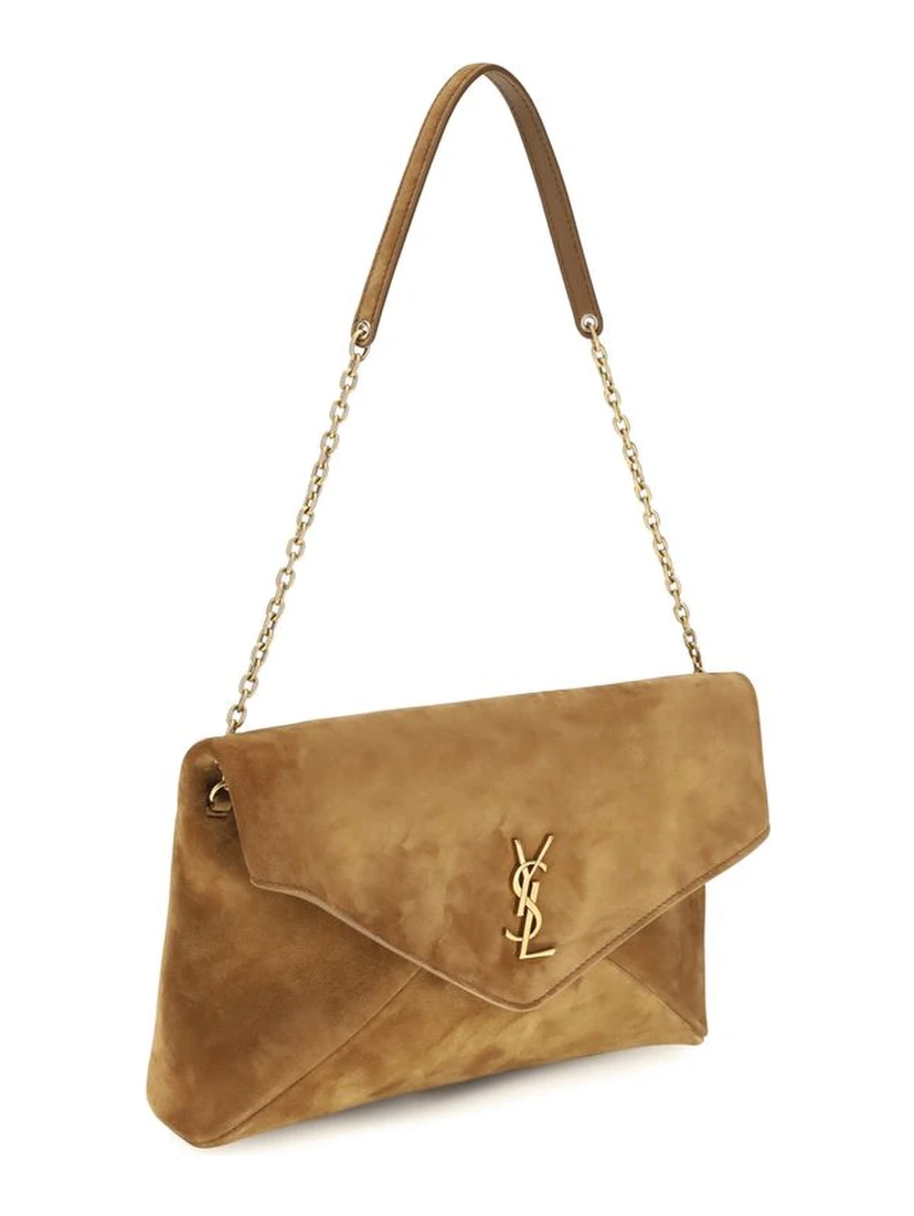 Beige Suede Leather Shoulder Bag