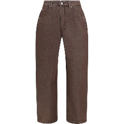 Brown Polyester Straight-Leg Jeans